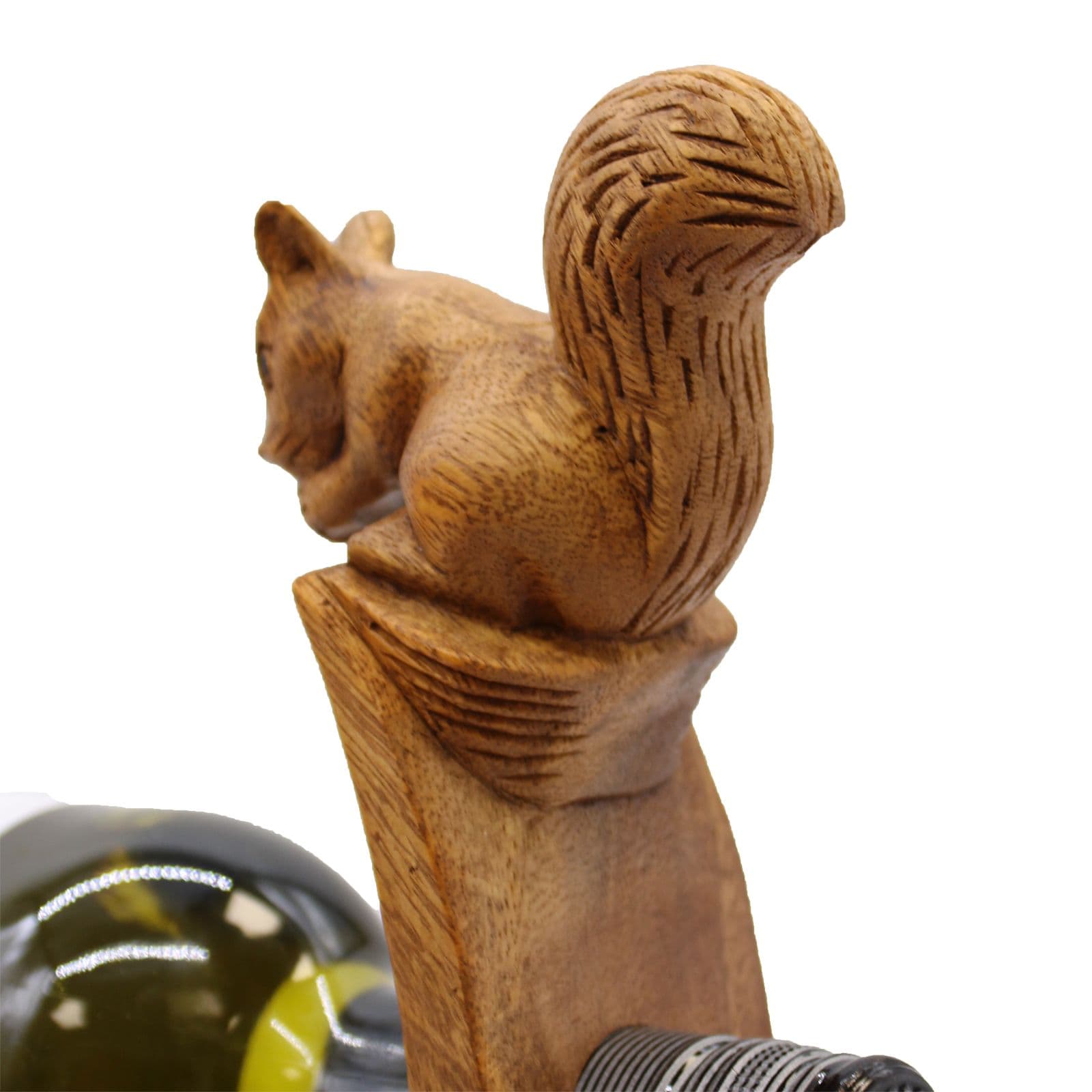 Squirrel Suar Wood Balance Wine Bottle Holder